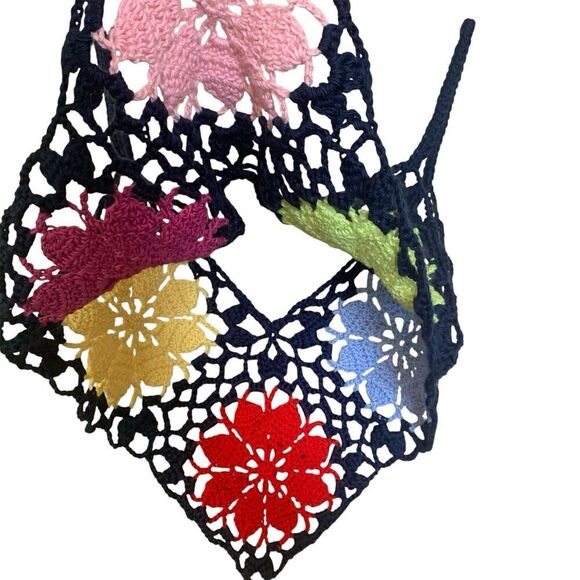 Crochet Swim Coverup Top Handmade Women’s Size L/XL Multicolor Reversible Beach - Picture 4 of 7